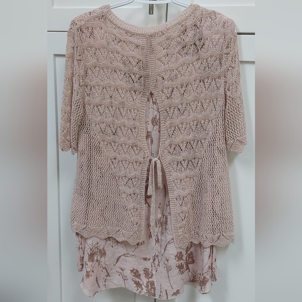 Breezy tank with crochet overlay top - Picture 3 of 7